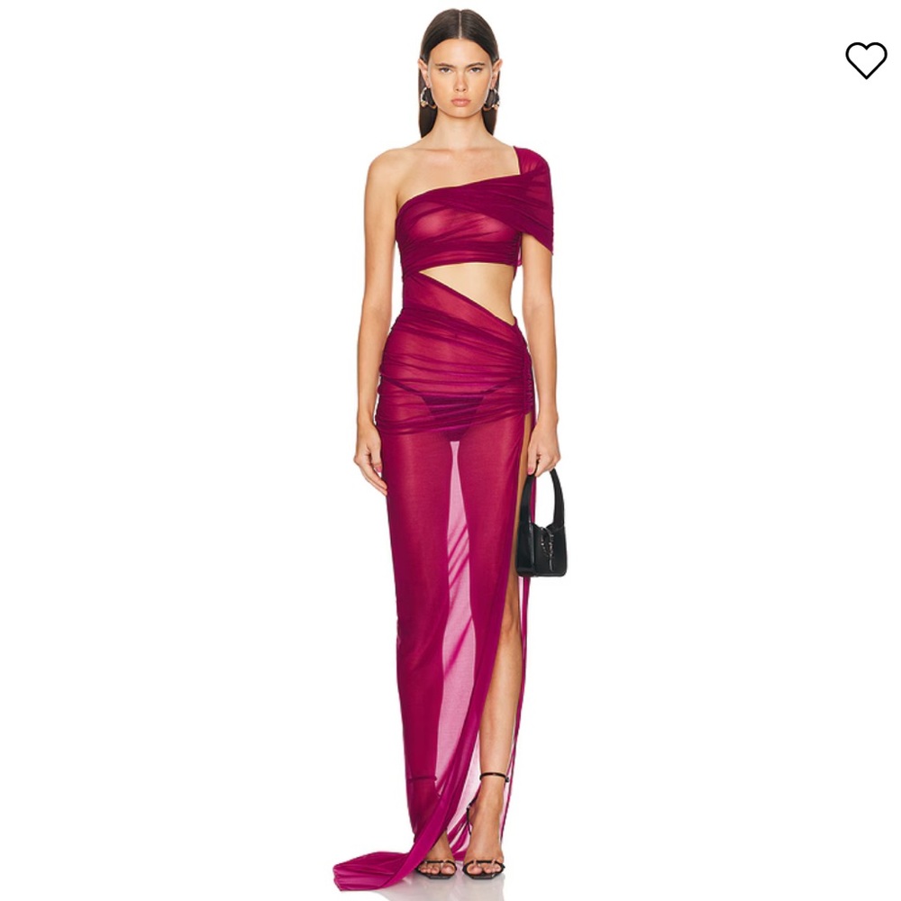 ATLEIN Voile de Jersey Draped One Shoulder Gown. Size 38, NWT $1,264. Coa Grenat